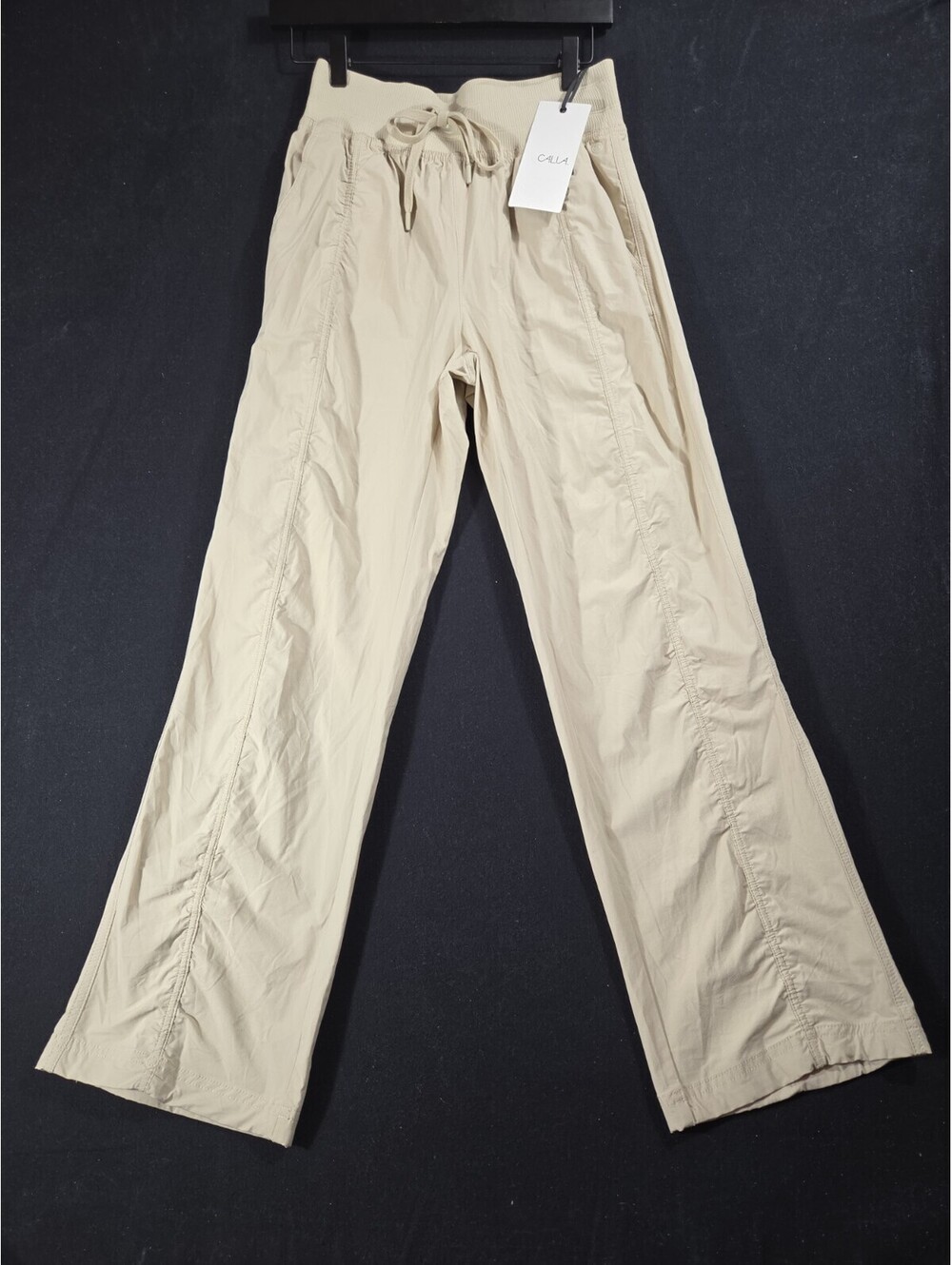 CALIA Womens NYLUXE Mid-Rise Cinch Jogger Pants Khaki Sand Women's Sz XS NWT
